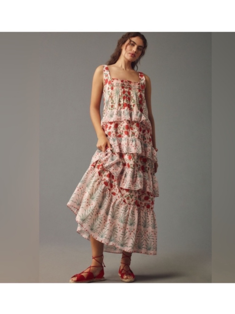 NWOT Floral Tiered Pink Mini Dress